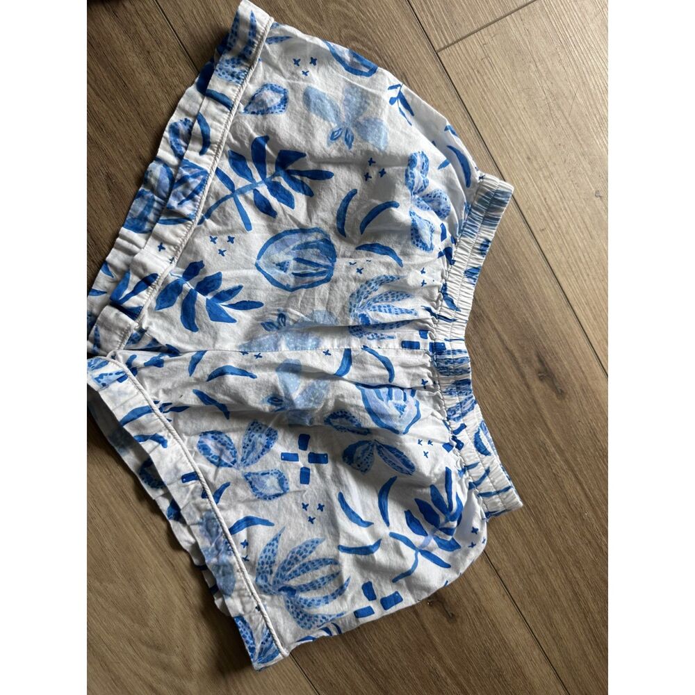 Plum Pretty Sugar Women’s Small Blue Floral Cotton Pajama Shorts Lounge